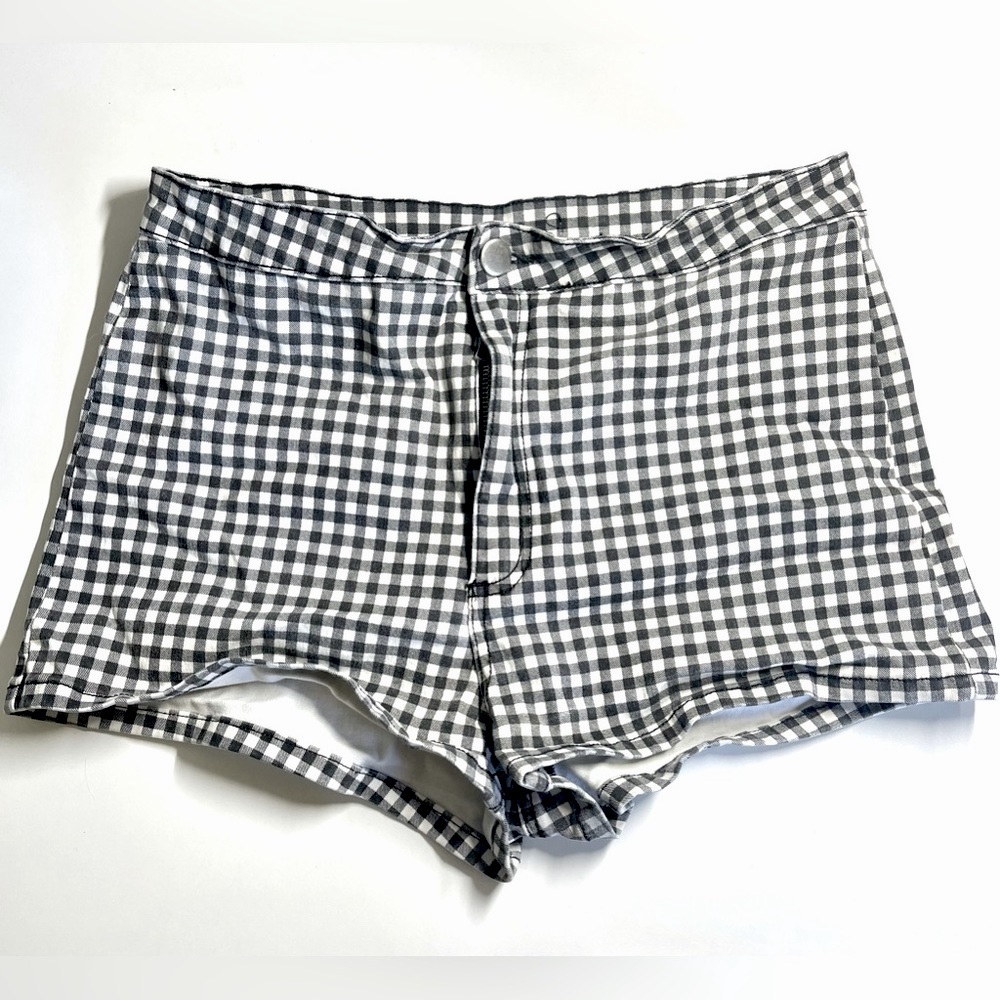 Black & White Gingham High Waist Shorts